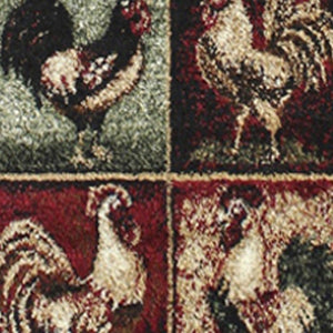 English Elm Gallus Collection 2' x 7' Rustic Black Rooster Area Rug - Durable, Soft, Kid & Pet Friendly Accent Rug ACD-RG3PPB-27-BK-GG