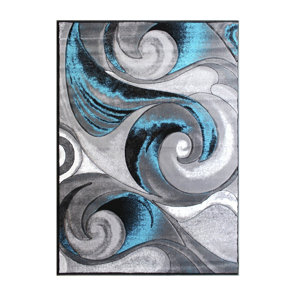 English Elm Tellus Collection 8' x 10' Turquoise Ocean Waves Area Rug – Stylish, Soft, Durable for Any Space! ACD-RG410-810-TQ-GG