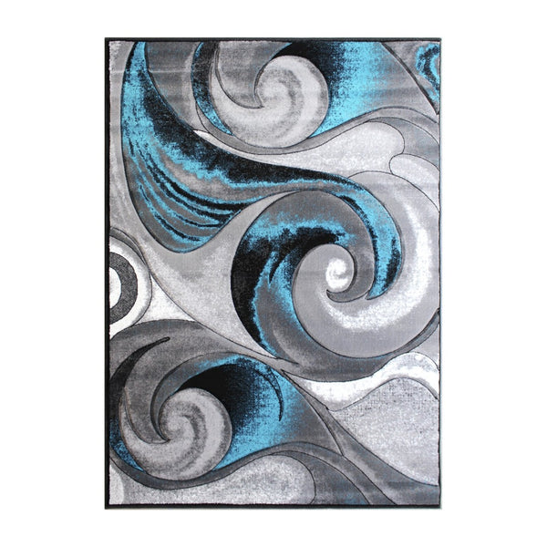 English Elm Tellus Collection 8' x 10' Turquoise Ocean Waves Area Rug – Stylish, Soft, Durable for Any Space! ACD-RG410-810-TQ-GG