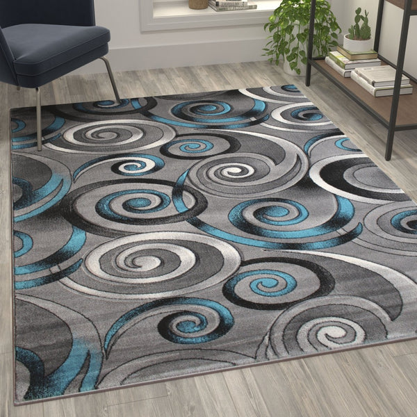 English Elm Masie 5' x 7' Turquoise Swirl Area Rug - Soft, Durable, Eco-Friendly for Living Room & Entryway Décor ACD-RG414-57-TQ-GG