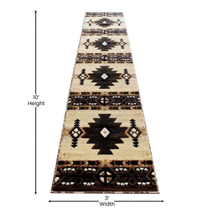 English Elm Mohave Collection Southwestern Style Area Rug - Durable Olefin Fibers with Jute Backing for Comfort Brown 2' x 10' ACD-RG784-210-BN-GG