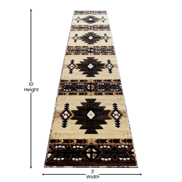 English Elm Mohave Collection Southwestern Style Area Rug - Durable Olefin Fibers with Jute Backing for Comfort Brown 2' x 10' ACD-RG784-210-BN-GG