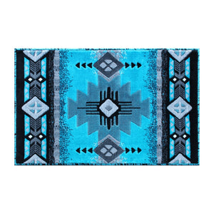 English Elm Mohave Collection Southwestern Style Area Rug - Durable Olefin Fibers with Jute Backing for Comfort Turquoise 2' x 3' ACD-RGC318-23-TQ-GG