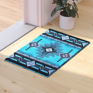 English Elm Mohave Collection Southwestern Style Area Rug - Durable Olefin Fibers with Jute Backing for Comfort Turquoise 2' x 3' ACD-RGC318-23-TQ-GG