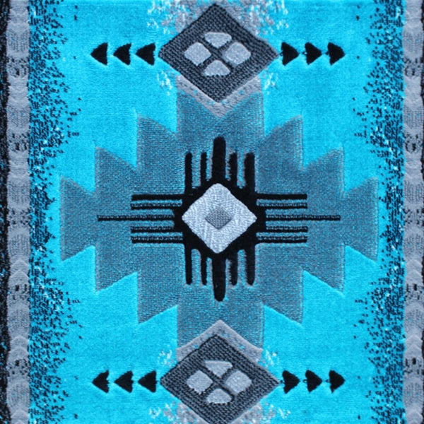 English Elm Mohave Collection Southwestern Style Area Rug - Durable Olefin Fibers with Jute Backing for Comfort Turquoise 2' x 3' ACD-RGC318-23-TQ-GG
