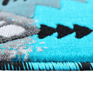 English Elm Mohave Collection Southwestern Style Area Rug - Durable Olefin Fibers with Jute Backing for Comfort Turquoise 2' x 7' ACD-RGC318-27-TQ-GG