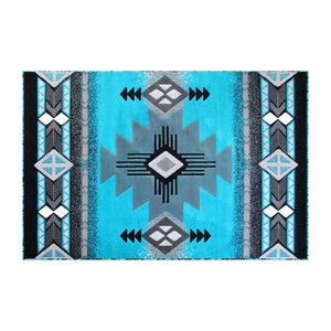 English Elm Mohave Collection Southwestern Style Area Rug - Durable Olefin Fibers with Jute Backing for Comfort Turquoise 6' x 9' ACD-RGC318-69-TQ-GG