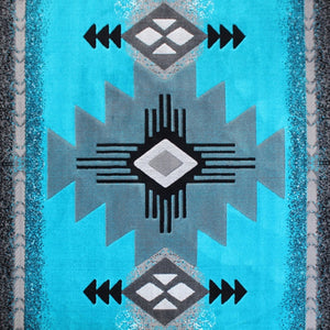 English Elm Mohave Collection Southwestern Style Area Rug - Durable Olefin Fibers with Jute Backing for Comfort Turquoise 6' x 9' ACD-RGC318-69-TQ-GG