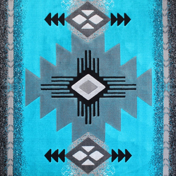 English Elm Mohave Collection Southwestern Style Area Rug - Durable Olefin Fibers with Jute Backing for Comfort Turquoise 6' x 9' ACD-RGC318-69-TQ-GG
