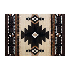 English Elm Mohave Collection Southwestern Style Area Rug - Durable Olefin Fibers with Jute Backing for Comfort Brown 5' x 7' ACD-RGELYF-57-BN-GG