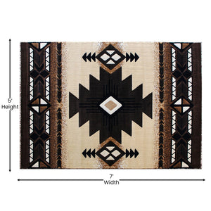 English Elm Mohave Collection Southwestern Style Area Rug - Durable Olefin Fibers with Jute Backing for Comfort Brown 5' x 7' ACD-RGELYF-57-BN-GG