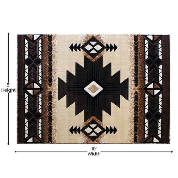 English Elm Mohave Collection Southwestern Style Area Rug - Durable Olefin Fibers with Jute Backing for Comfort Brown 8' x 10' ACD-RGKGYH-810-BN-GG