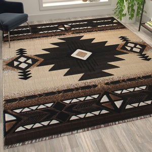 English Elm Mohave Collection Southwestern Style Area Rug - Durable Olefin Fibers with Jute Backing for Comfort Brown 8' x 10' ACD-RGKGYH-810-BN-GG