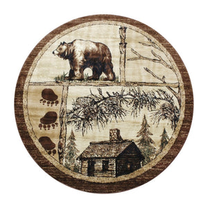 English Elm Vale Collection Rustic Wildlife-Inspired Area Rug - Cozy Olefin Design with Jute Backing for Home Beige 6' Round ACD-RGL362-66-BG-GG
