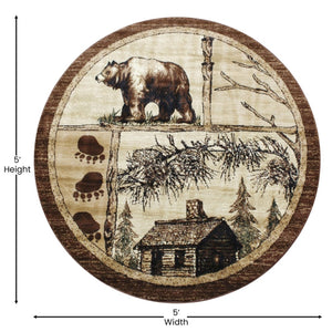 English Elm Vale Collection Rustic Wildlife-Inspired Area Rug - Cozy Olefin Design with Jute Backing for Home Beige 6' Round ACD-RGL362-66-BG-GG