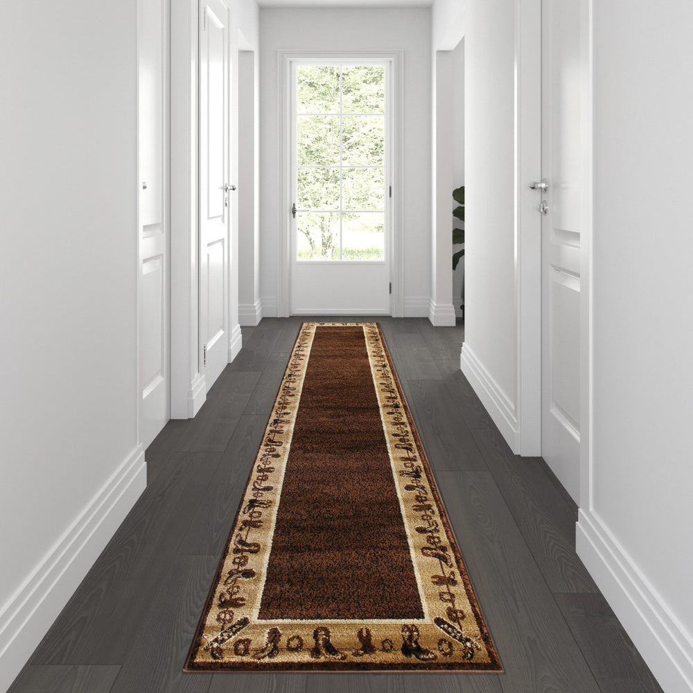 English Elm Williams Collection Rustic Cowboy 2' x 11' Runner Rug - Durable, Soft, Kid & Pet-Friendly Design ACD-RGL375-211-BN-GG