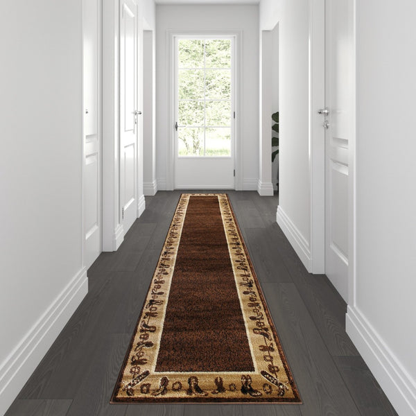 English Elm Williams Collection Rustic Cowboy 2' x 11' Runner Rug - Durable, Soft, Kid & Pet-Friendly Design ACD-RGL375-211-BN-GG