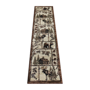 English Elm Vale Collection Rustic Wildlife-Inspired Area Rug - Cozy Olefin Design with Jute Backing for Home Brown 2' x 7' ACD-RGPQ1F-27-BN-GG