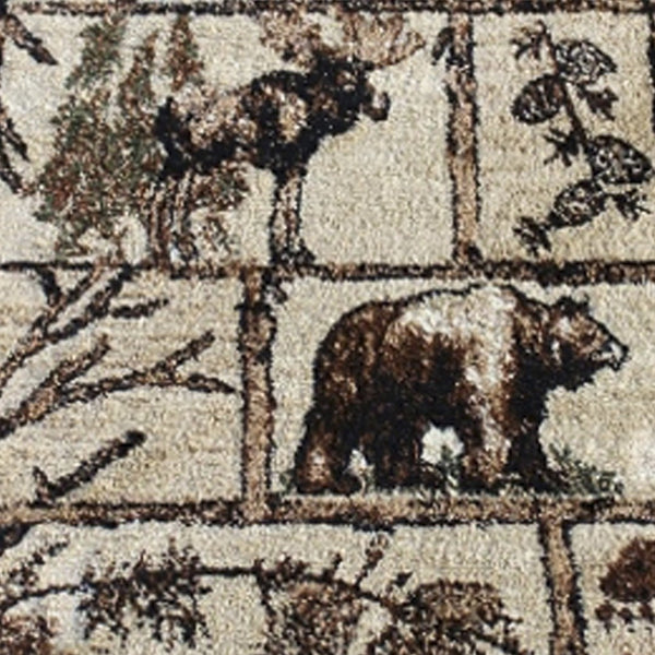 English Elm Vale Collection Rustic Wildlife-Inspired Area Rug - Cozy Olefin Design with Jute Backing for Home Brown 2' x 7' ACD-RGPQ1F-27-BN-GG