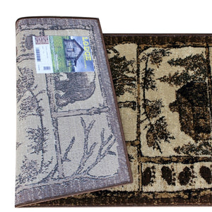 English Elm Vale Collection Rustic Wildlife-Inspired Area Rug - Cozy Olefin Design with Jute Backing for Home Brown 2' x 7' ACD-RGPQ1F-27-BN-GG