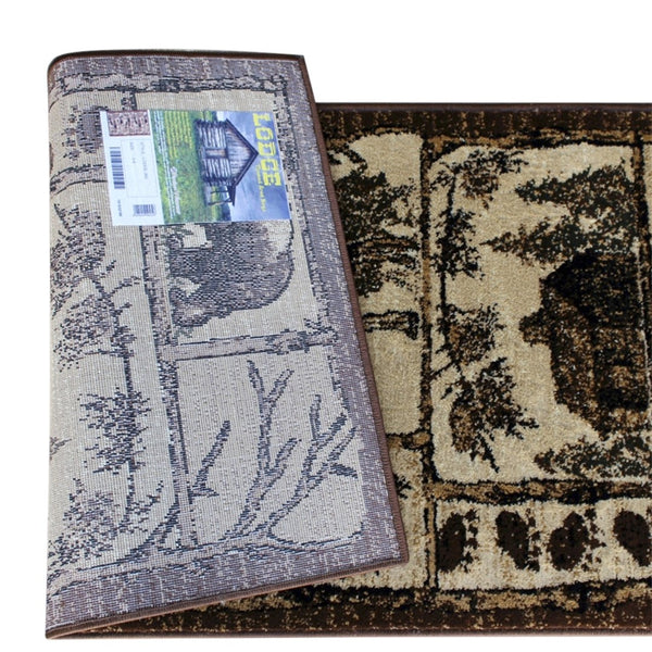 English Elm Vale Collection Rustic Wildlife-Inspired Area Rug - Cozy Olefin Design with Jute Backing for Home Brown 2' x 7' ACD-RGPQ1F-27-BN-GG