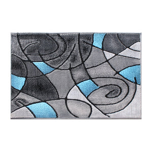 English Elm Jubilee Collection Abstract Pattern Area Rug - Stylish, Durable Olefin for Hallways & Bedrooms Blue 2' x 3' ACD-RGTRZ860-23-BL-GG