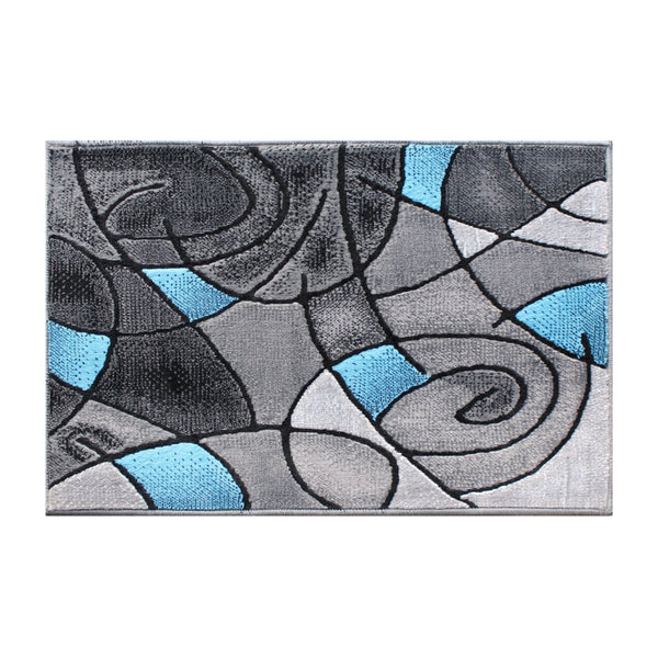 English Elm Jubilee Collection Abstract Pattern Area Rug - Stylish, Durable Olefin for Hallways & Bedrooms Blue 2' x 3' ACD-RGTRZ860-23-BL-GG