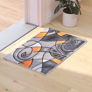 English Elm Jubilee Collection Abstract Pattern Area Rug - Stylish, Durable Olefin for Hallways & Bedrooms Orange 2' x 3' ACD-RGTRZ860-23-OR-GG