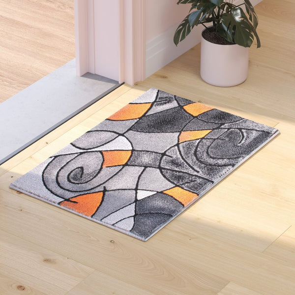 English Elm Jubilee Collection Abstract Pattern Area Rug - Stylish, Durable Olefin for Hallways & Bedrooms Orange 2' x 3' ACD-RGTRZ860-23-OR-GG