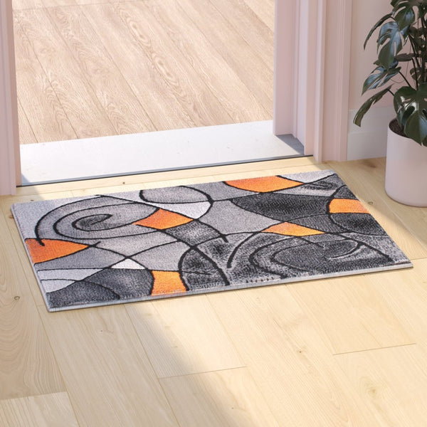 English Elm Jubilee Collection Abstract Pattern Area Rug - Stylish, Durable Olefin for Hallways & Bedrooms Orange 2' x 3' ACD-RGTRZ860-23-OR-GG