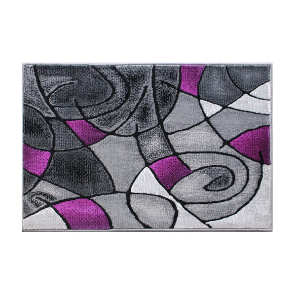 English Elm Jubilee Collection Abstract Pattern Area Rug - Stylish, Durable Olefin for Hallways & Bedrooms Purple 2' x 3' ACD-RGTRZ860-23-PU-GG