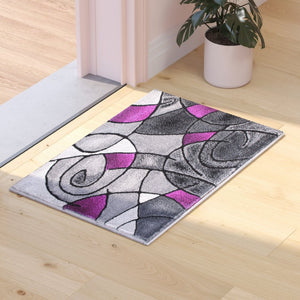 English Elm Jubilee Collection Abstract Pattern Area Rug - Stylish, Durable Olefin for Hallways & Bedrooms Purple 2' x 3' ACD-RGTRZ860-23-PU-GG