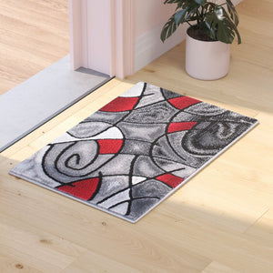 English Elm Jubilee Collection Abstract Pattern Area Rug - Stylish, Durable Olefin for Hallways & Bedrooms Red 2' x 3' ACD-RGTRZ860-23-RD-GG
