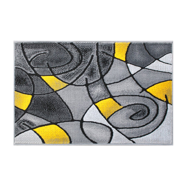 English Elm Jubilee Collection Abstract Pattern Area Rug - Stylish, Durable Olefin for Hallways & Bedrooms Yellow 2' x 3' ACD-RGTRZ860-23-YL-GG