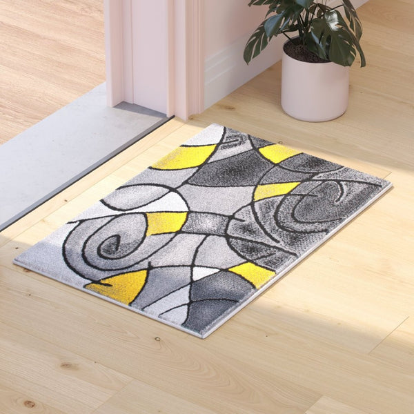 English Elm Jubilee Collection Abstract Pattern Area Rug - Stylish, Durable Olefin for Hallways & Bedrooms Yellow 2' x 3' ACD-RGTRZ860-23-YL-GG