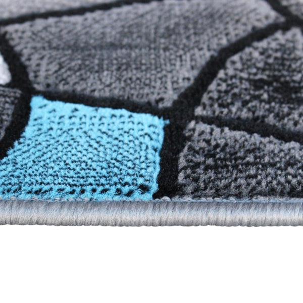 English Elm Jubilee Collection Abstract Pattern Area Rug - Stylish, Durable Olefin for Hallways & Bedrooms Blue 2' x 7' ACD-RGTRZ860-27-BL-GG