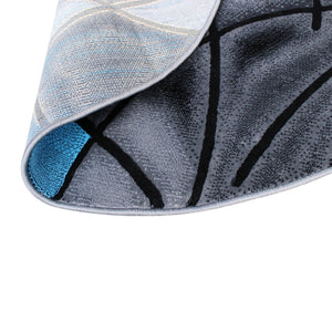 English Elm Jubilee Collection Abstract Pattern Area Rug - Stylish, Durable Olefin for Hallways & Bedrooms Blue 5' Round ACD-RGTRZ860-55-BL-GG