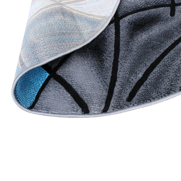 English Elm Jubilee Collection Abstract Pattern Area Rug - Stylish, Durable Olefin for Hallways & Bedrooms Blue 5' Round ACD-RGTRZ860-55-BL-GG