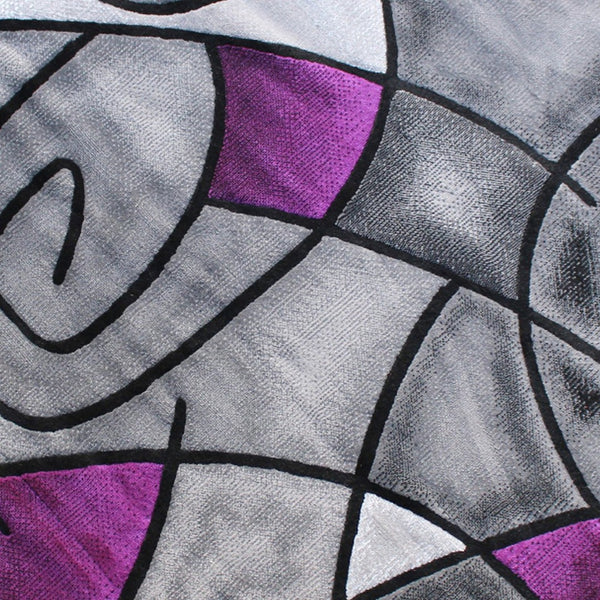 English Elm Jubilee Collection Abstract Pattern Area Rug - Stylish, Durable Olefin for Hallways & Bedrooms Purple 5' Round ACD-RGTRZ860-55-PU-GG