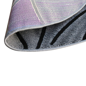 English Elm Jubilee Collection Abstract Pattern Area Rug - Stylish, Durable Olefin for Hallways & Bedrooms Purple 5' Round ACD-RGTRZ860-55-PU-GG