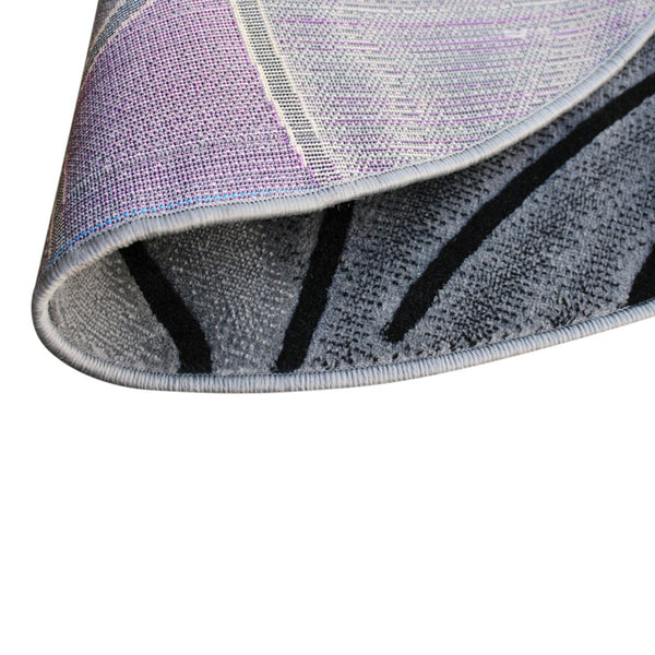 English Elm Jubilee Collection Abstract Pattern Area Rug - Stylish, Durable Olefin for Hallways & Bedrooms Purple 5' Round ACD-RGTRZ860-55-PU-GG