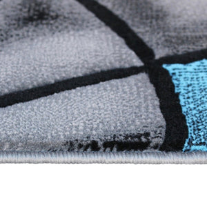 English Elm Jubilee Collection Abstract Pattern Area Rug - Stylish, Durable Olefin for Hallways & Bedrooms Blue 5' x 7' ACD-RGTRZ860-57-BL-GG