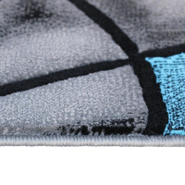 English Elm Jubilee Collection Abstract Pattern Area Rug - Stylish, Durable Olefin for Hallways & Bedrooms Blue 5' x 7' ACD-RGTRZ860-57-BL-GG