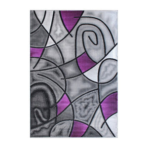 English Elm Jubilee Collection Abstract Pattern Area Rug - Stylish, Durable Olefin for Hallways & Bedrooms Purple 5' x 7' ACD-RGTRZ860-57-PU-GG