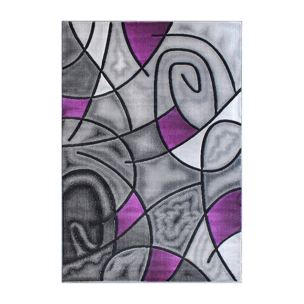 English Elm Jubilee Collection Abstract Pattern Area Rug - Stylish, Durable Olefin for Hallways & Bedrooms Purple 5' x 7' ACD-RGTRZ860-57-PU-GG