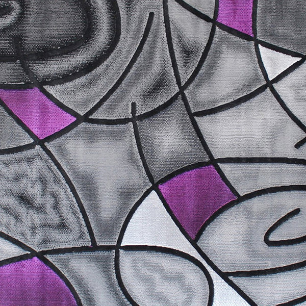 English Elm Jubilee Collection Abstract Pattern Area Rug - Stylish, Durable Olefin for Hallways & Bedrooms Purple 5' x 7' ACD-RGTRZ860-57-PU-GG