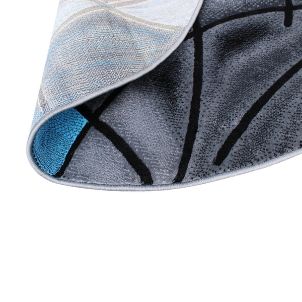 English Elm Jubilee Collection Abstract Pattern Area Rug - Stylish, Durable Olefin for Hallways & Bedrooms Blue 7' Round ACD-RGTRZ860-77-RD-GG