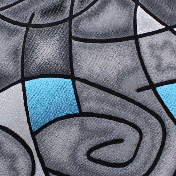 English Elm Jubilee Collection Abstract Pattern Area Rug - Stylish, Durable Olefin for Hallways & Bedrooms Blue 7' Round ACD-RGTRZ860-77-RD-GG