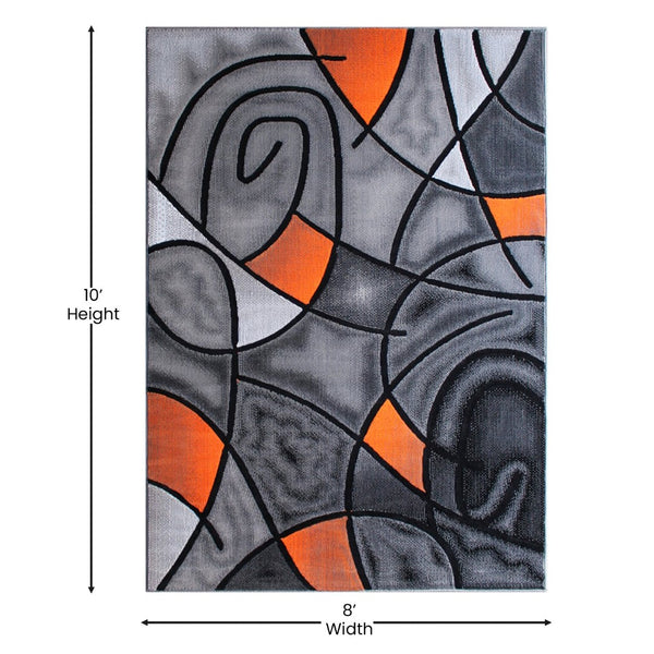 English Elm Jubilee Collection Abstract Pattern Area Rug - Stylish, Durable Olefin for Hallways & Bedrooms Orange 8' x 10' ACD-RGTRZ860-810-OR-GG