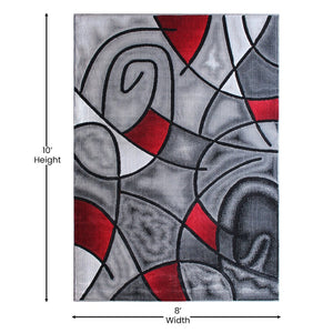 English Elm Jubilee Collection Abstract Pattern Area Rug - Stylish, Durable Olefin for Hallways & Bedrooms Red 8' x 10' ACD-RGTRZ860-810-RD-GG